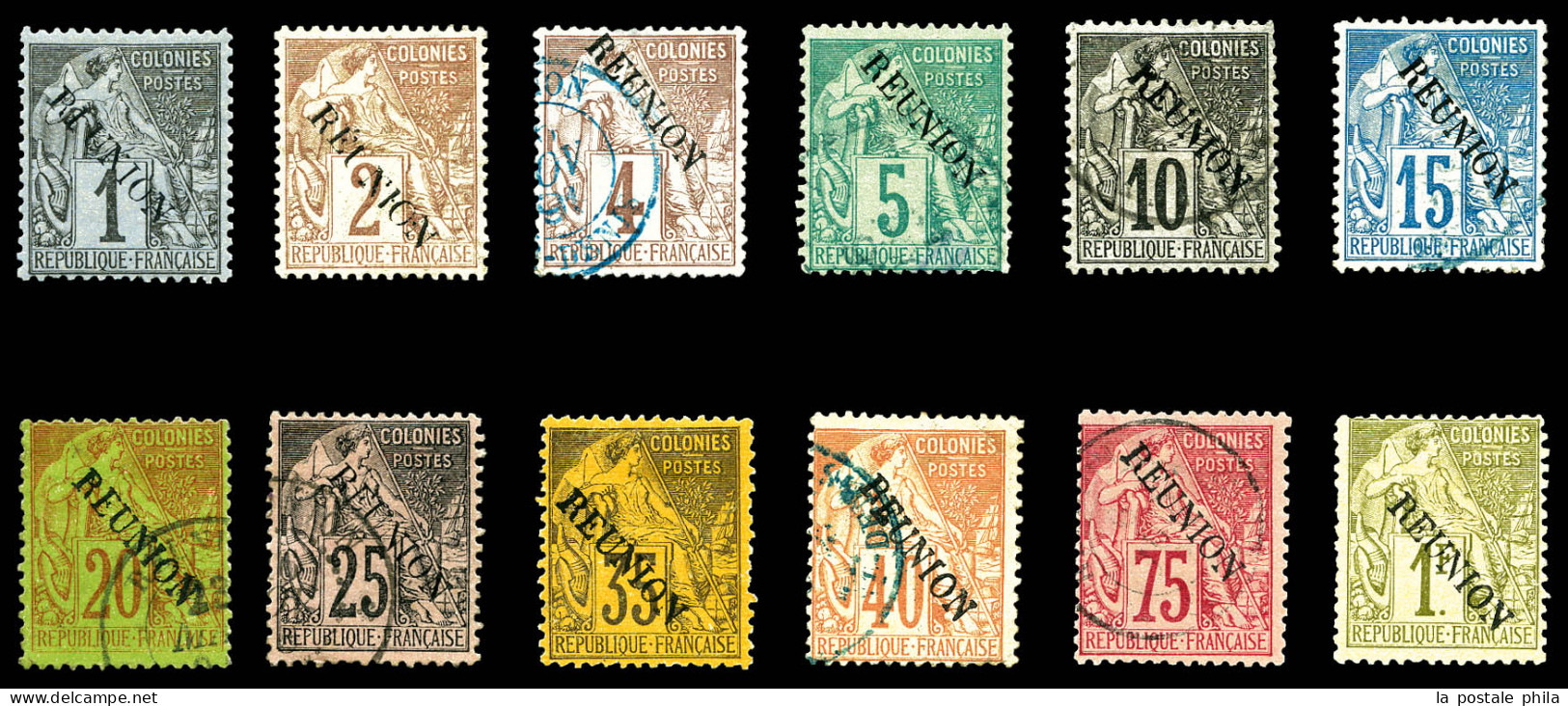 O N°17/28, Série Alphée Dubois Surchargée Reunion De 1881, (n° 17 Et 18 Neufs*, N° 25 Et 28 Nsg ). TB (certificat)  Qual - Used Stamps