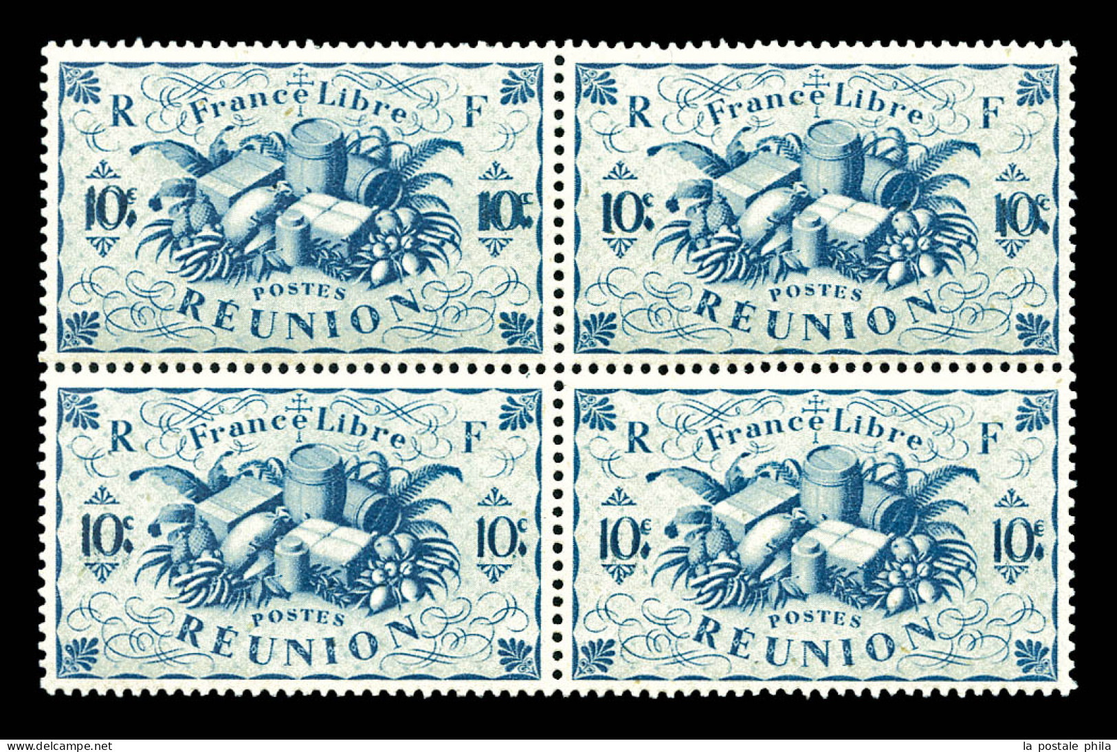 ** N°234a, 10c Bleu, Double Impression De La Valeur En Bloc De Quatre. SUP (certificat)  Qualité: **  Cote: 1200 Euros - Unused Stamps