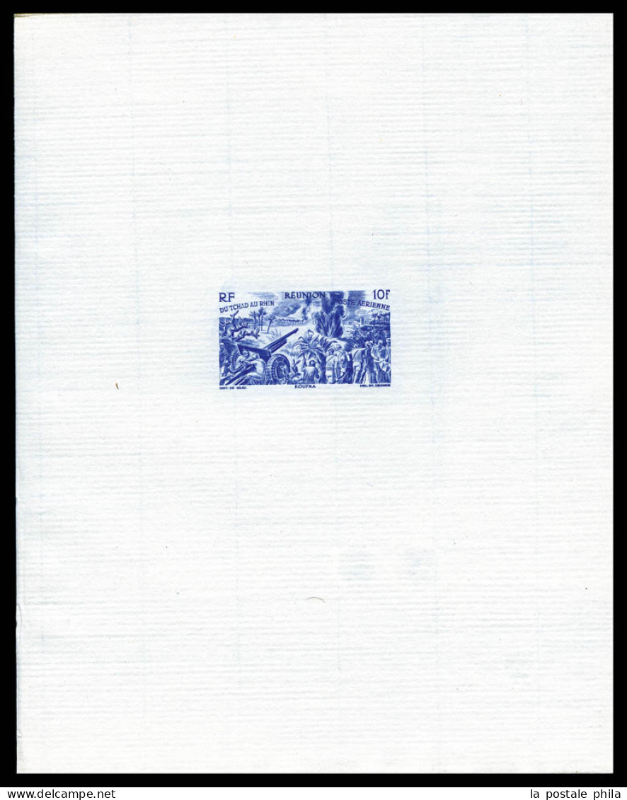 (*) N°35/41, Série Tchad Au Rhin: Ensemble De 7 épreuves D'Artiste En Bleu Outremer Sur Papier Filigrané (17x 21,5 Cm),  - Aéreo