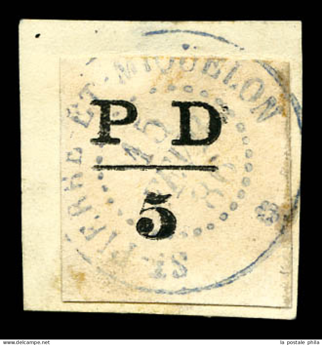 O N°16, 5c Noir Oblitéré Càd Sur Son Support, 70 Exemplaires Connus (cote Tillard). SUP. R. (signé Calves/certificats)   - Used Stamps