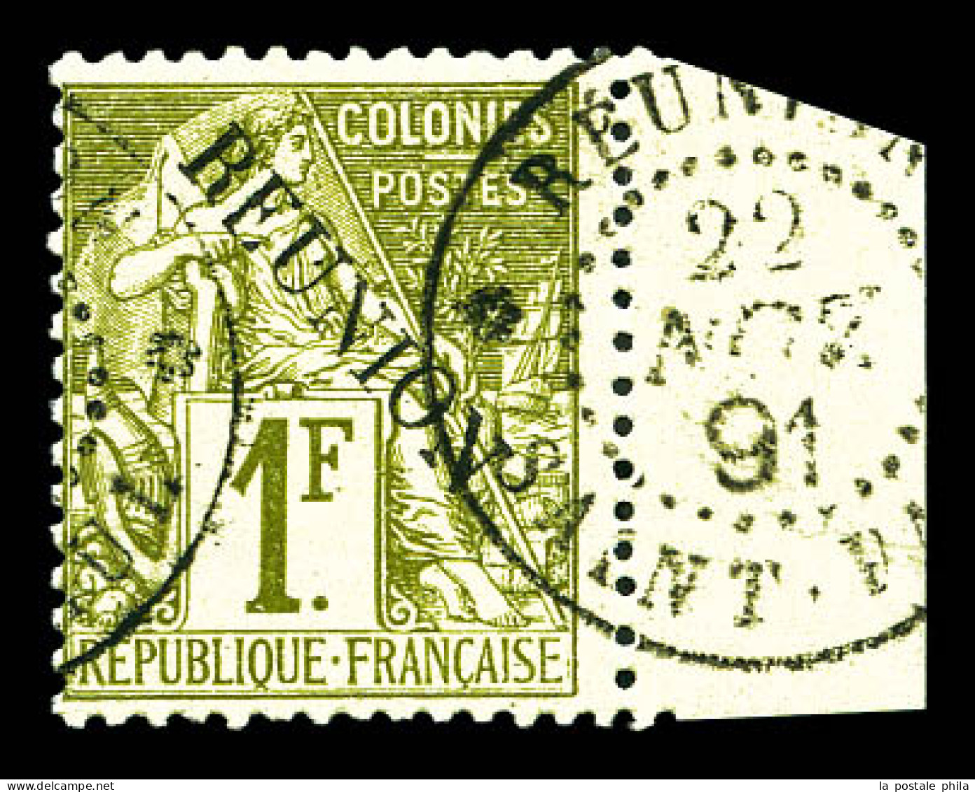 O N°28, 1F Olive Bdf, SUP (signé Brun/certificat)  Qualité: Oblitéré  Cote: 600 Euros - Unused Stamps