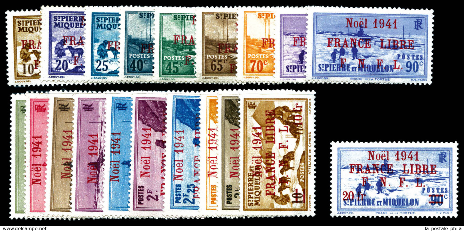 * N°212/231, Série Complète Avec Surcharge Rouge, Les 20 Exemplaires TB (certificat)  Qualité: *  Cote: 1420 Euros - Unused Stamps