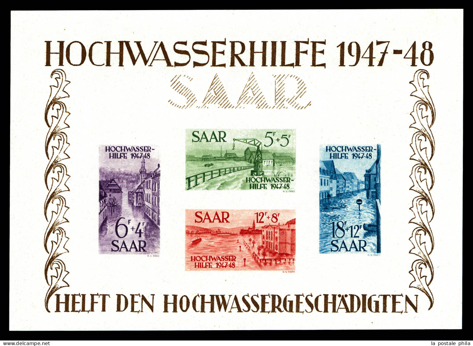 ** N°1, Bloc Inondation De Janvier 1947. TTB (certificat)  Qualité: **  Cote: 900 Euros - Unused Stamps