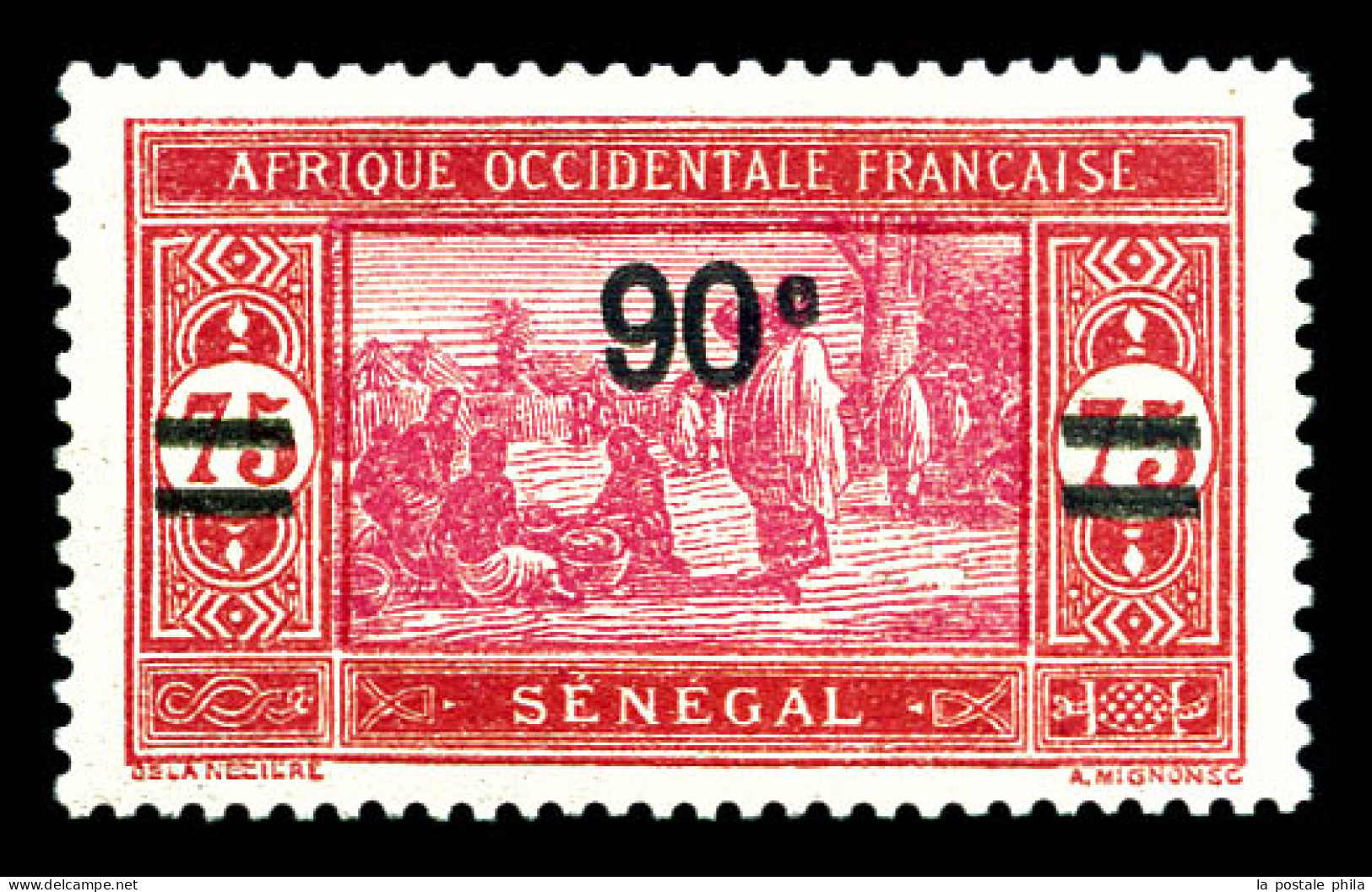 ** N°96a, 90c Sur 75c: Double Surcharge. SUP (signé Brun)  Qualité: **  Cote: 275 Euros - Unused Stamps