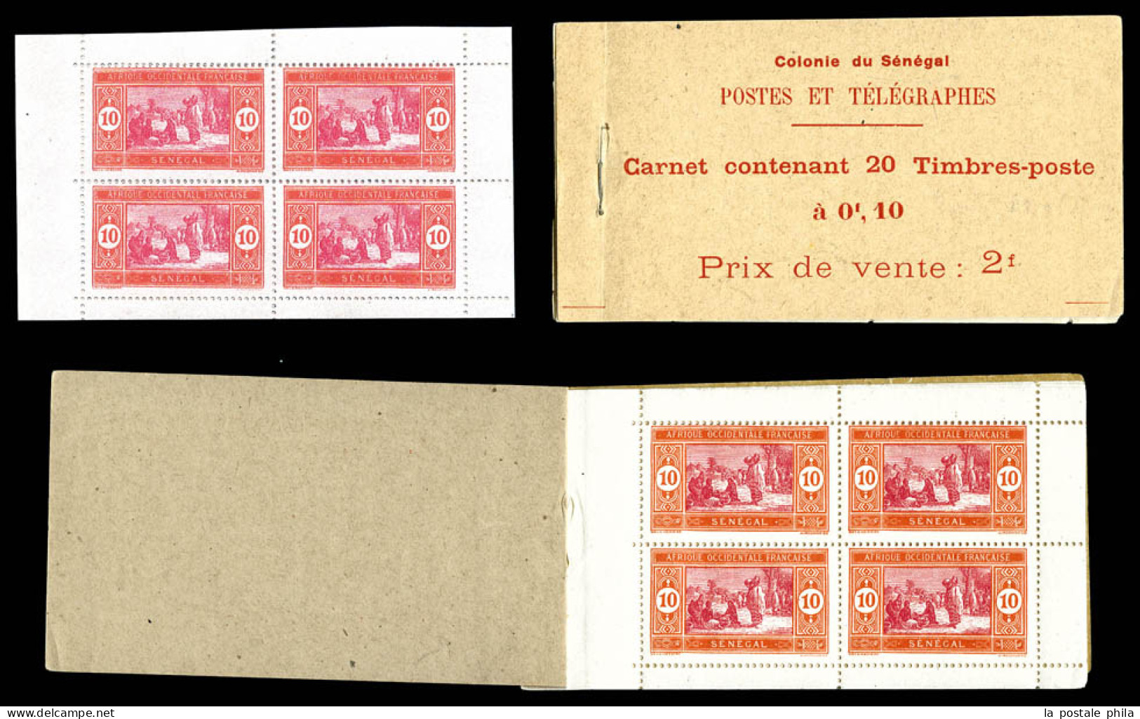 ** Carnets N°57-C1, 10c Marché Indigène, Carnet De 20 Timbres. TTB  Qualité: ** - Unused Stamps