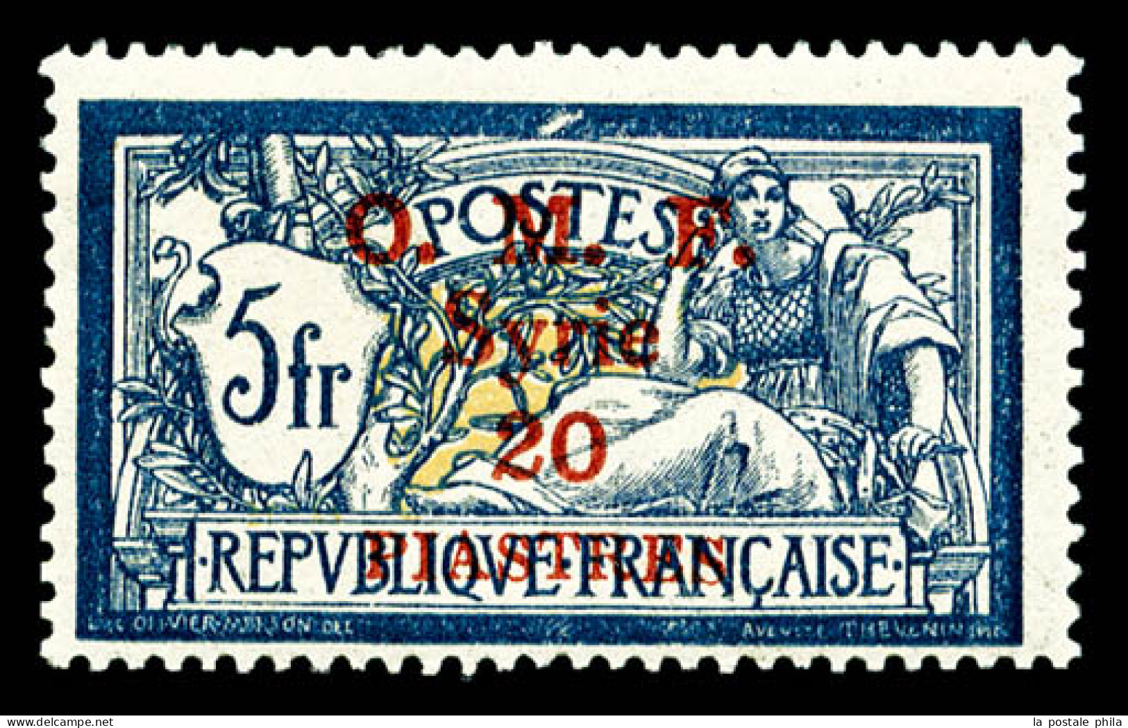 ** N°30, 20 Pi Sur 5 F, Surcharge Carmin, Frais, TTB (certificat)  Qualité: **  Cote: 795 Euros - Unused Stamps