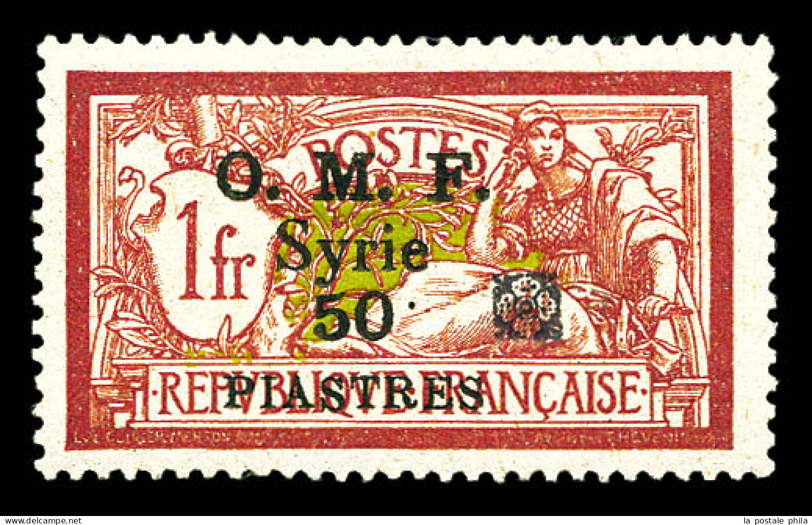 * N°55, 50 Pi Sur 1f. SUP. R.R. (signé Champion/certificat)  Qualité: *  Cote: 1200 Euros - Unused Stamps