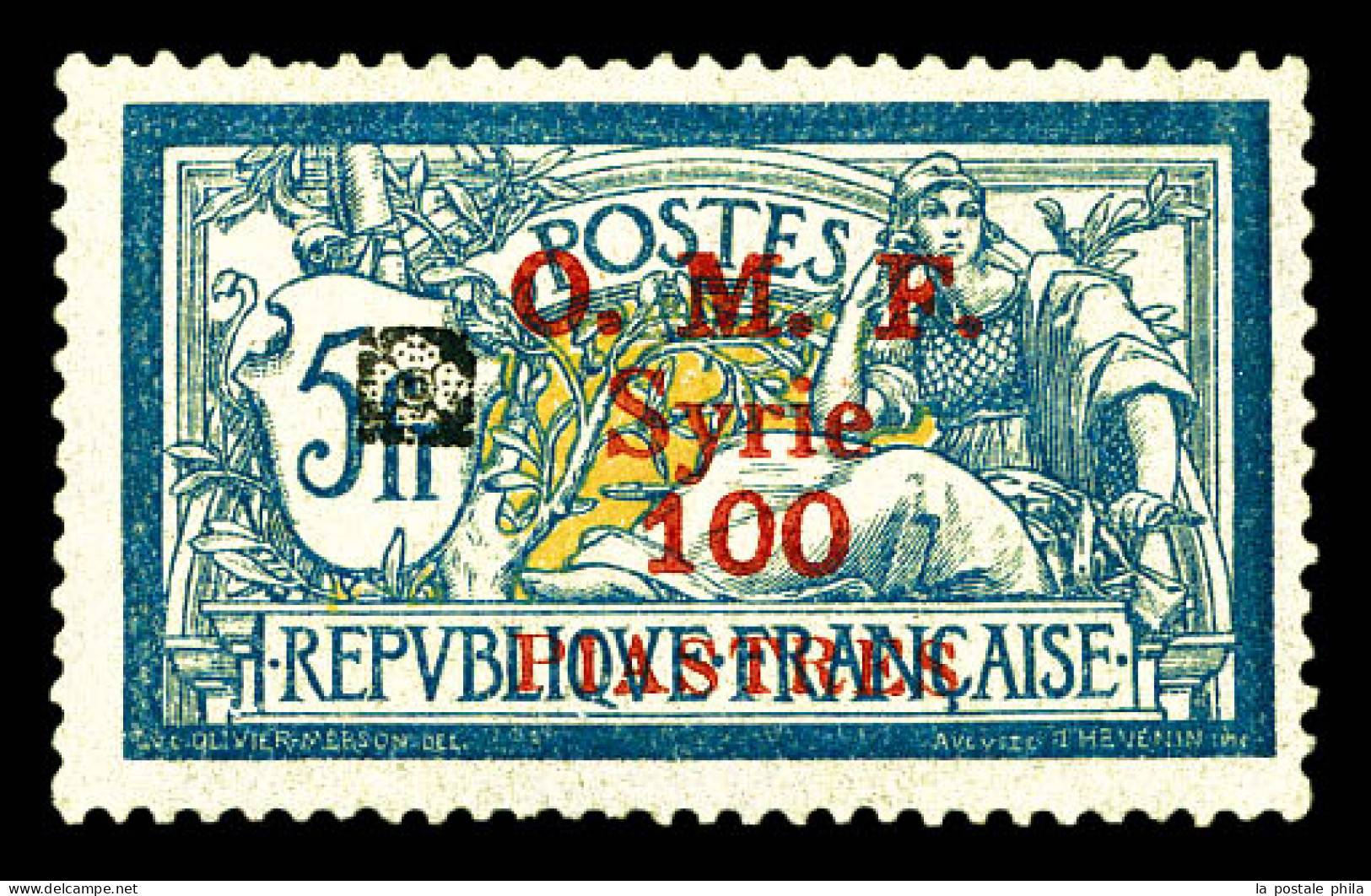 * N°56, 100 Pi Sur 5f Merson, Fraîcheur Postale. SUP. R.R. (signé Brun/certificats)  Qualité: *  Cote: 3500 Euros - Unused Stamps