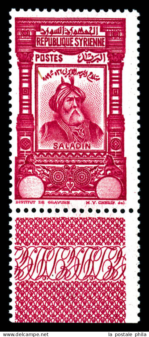 ** N°239a, Saladin, Sans Valeur Dans Le Cartouche (100pi), Bdf. TTB (certificat)  Qualité: **  Cote: 275 Euros - Unused Stamps