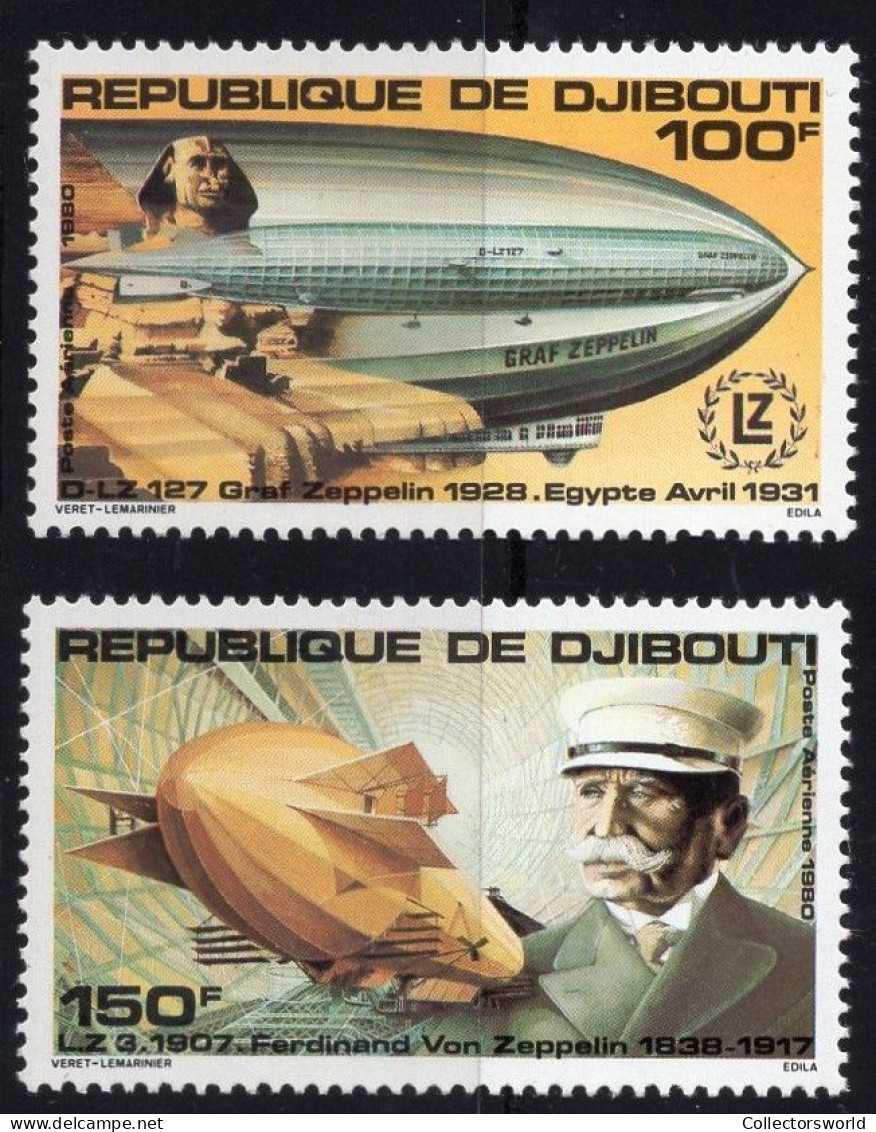 Djibouti Serie 2v 1980 50th Anniversary 1st Zeppelin Flight MNH - Djibouti (1977-...)