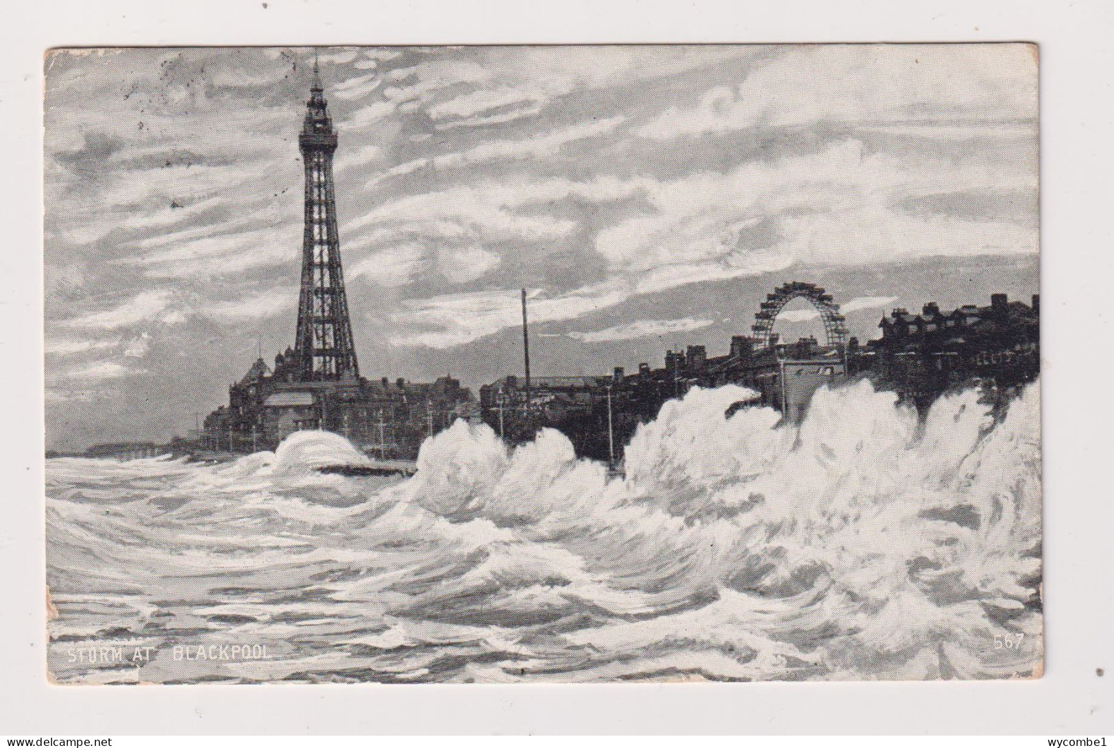 ENGLAND - Storm At Blackpool Vintage Unused Postcard As Scans - Blackpool