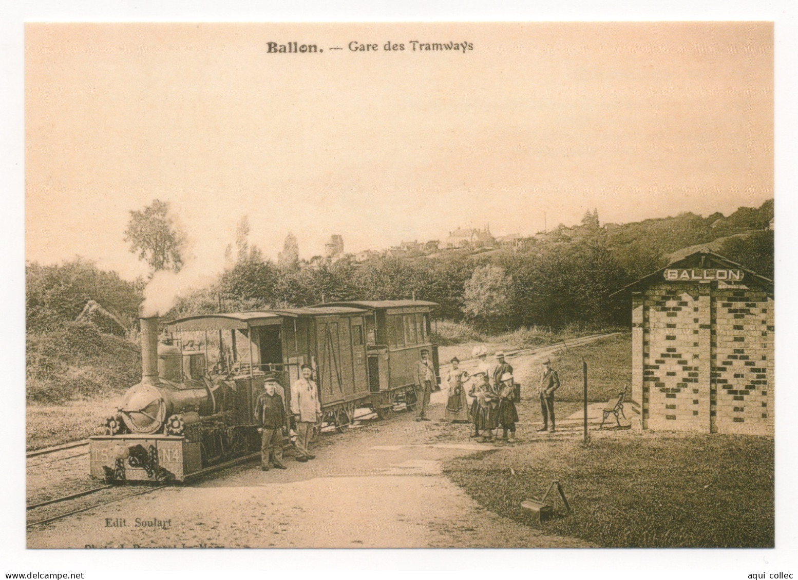 BALLON (72) TRAIN EN GARE - LOCO  CORPET-LOUVET 020 T N°4 (REPRODUCTION D'UNE CARTE POSTALE ANCIENNE ) - Trains