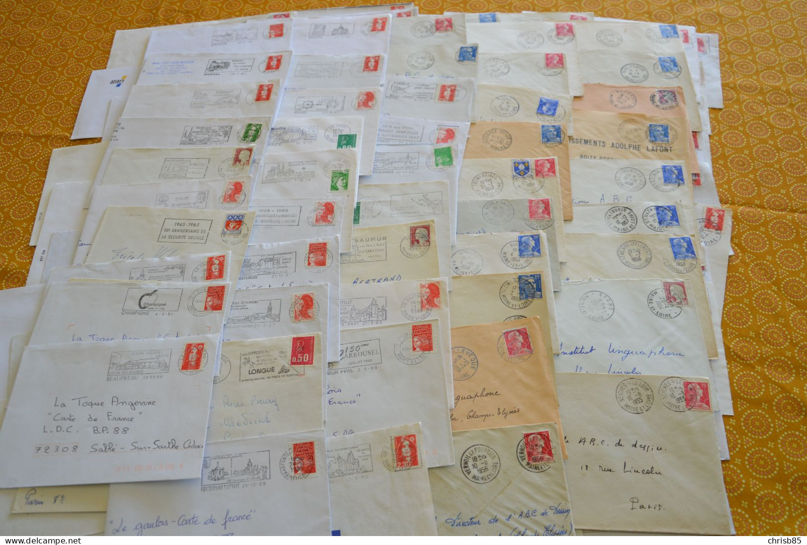 Lot Années 1950 1990 Oblitérations Département Du MAINE ET LOIRE 49 Environ 1200 Enveloppes Entières - Cachets Manuels