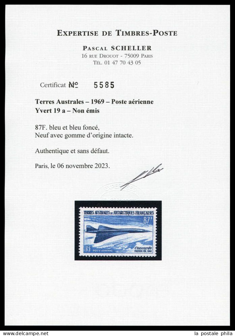 ** N°19a, Non émis: Concorde, Faciale 87F Au Lieu De 85F, Un Des Rares Exemplaires Connus, SUPERBE (signé Calves/Mayer/c - Airmail