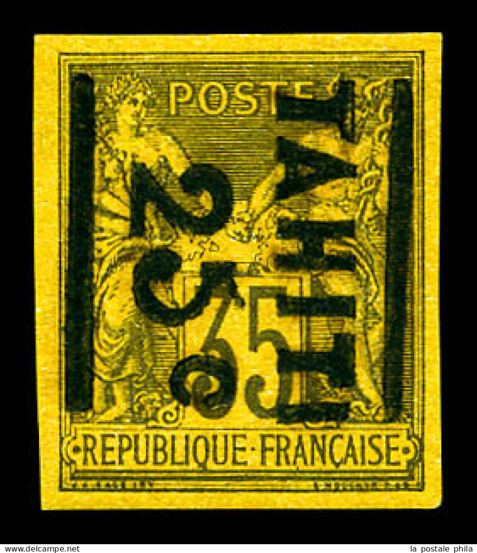 * N°3c, 25c Sur 35c Violet-noir Sur Jaune, Surcharge De Haut En Bas, Fraîcheur Postale. SUPERBE. R.R. (signé Brun/certif - Nuevos