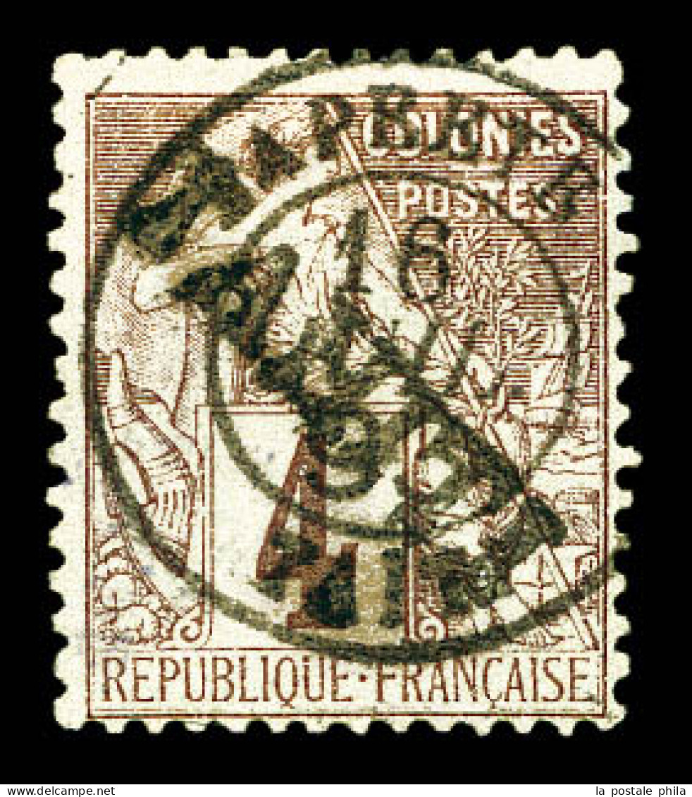O N°9a, 4c Lilas-brun Sur Gris, Surcharge Oblique De Haut En Bas. SUP. R.R. (certificat)  Qualité: Oblitéré  Cote: 2000  - Used Stamps