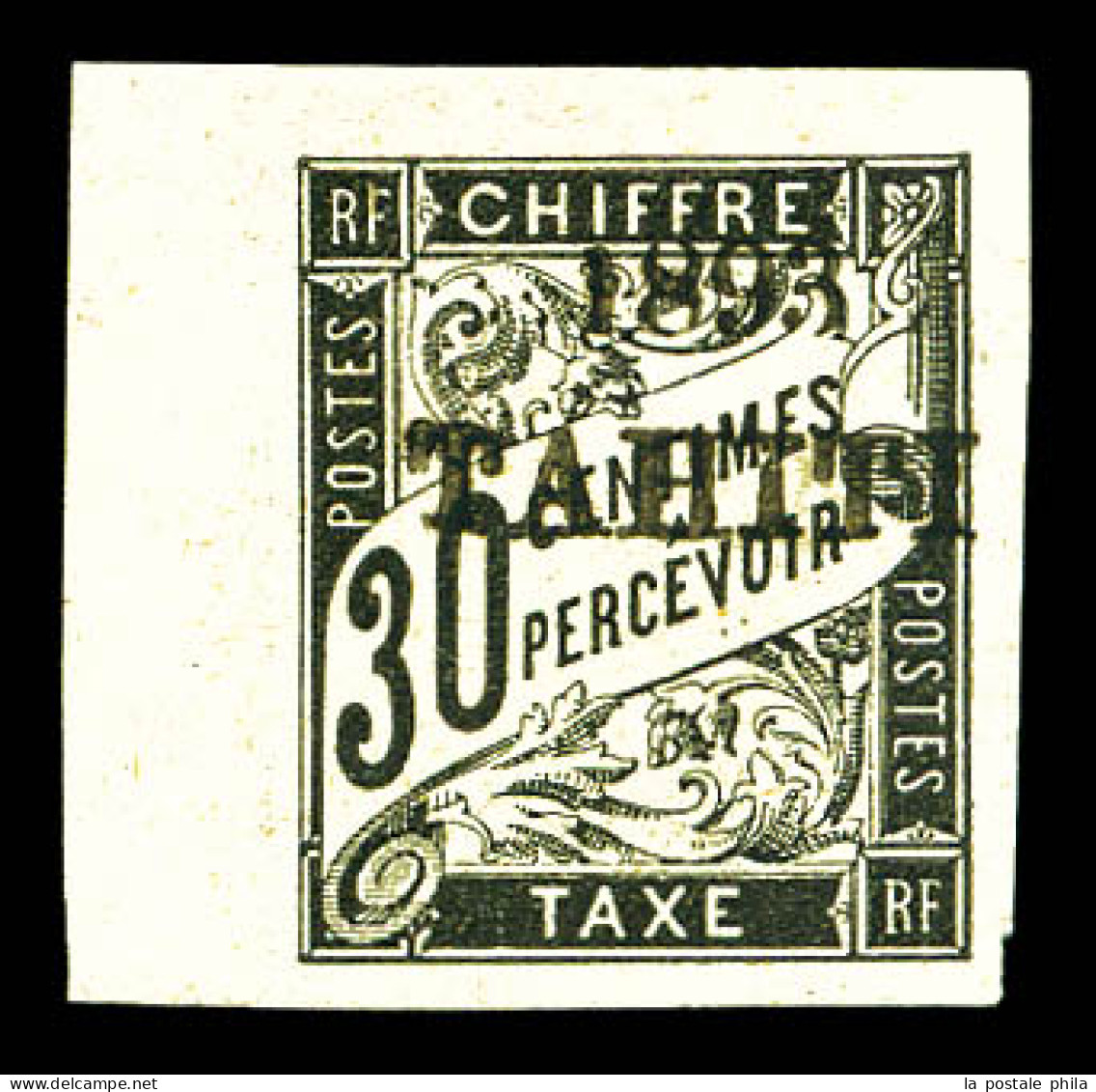 * Taxe N°22, 30c Noir, Petit Coin De Feuille, SUP (signé Calves/Brun/certificat)  Qualité: *  Cote: 750 Euros - Used Stamps