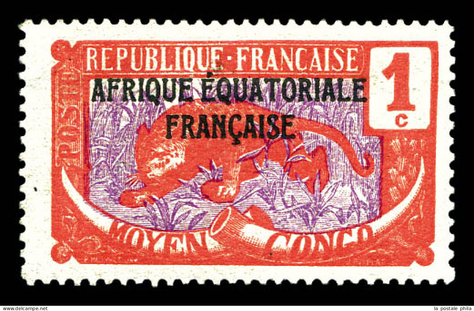 * N°19a, 1c Rouge Et Violet: Sans Surcharge TCHAD. TTB  Qualité: *  Cote: 240 Euros - Unused Stamps