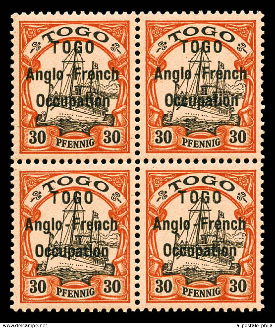 ** N°37, 30 Pfennig Rouge Et Noir Sur Saumon Type I En Bloc De Quatre. SUP (certificat)  Qualité: **  Cote: 1100 Euros - Unused Stamps