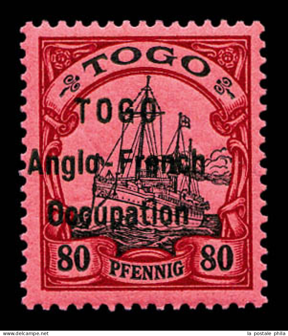 ** N°40, 80 Pfennig Surchargé 'TOGO Anglo-French Occupation'. SUP (certificat)  Qualité: **  Cote: 1580 Euros - Nuevos