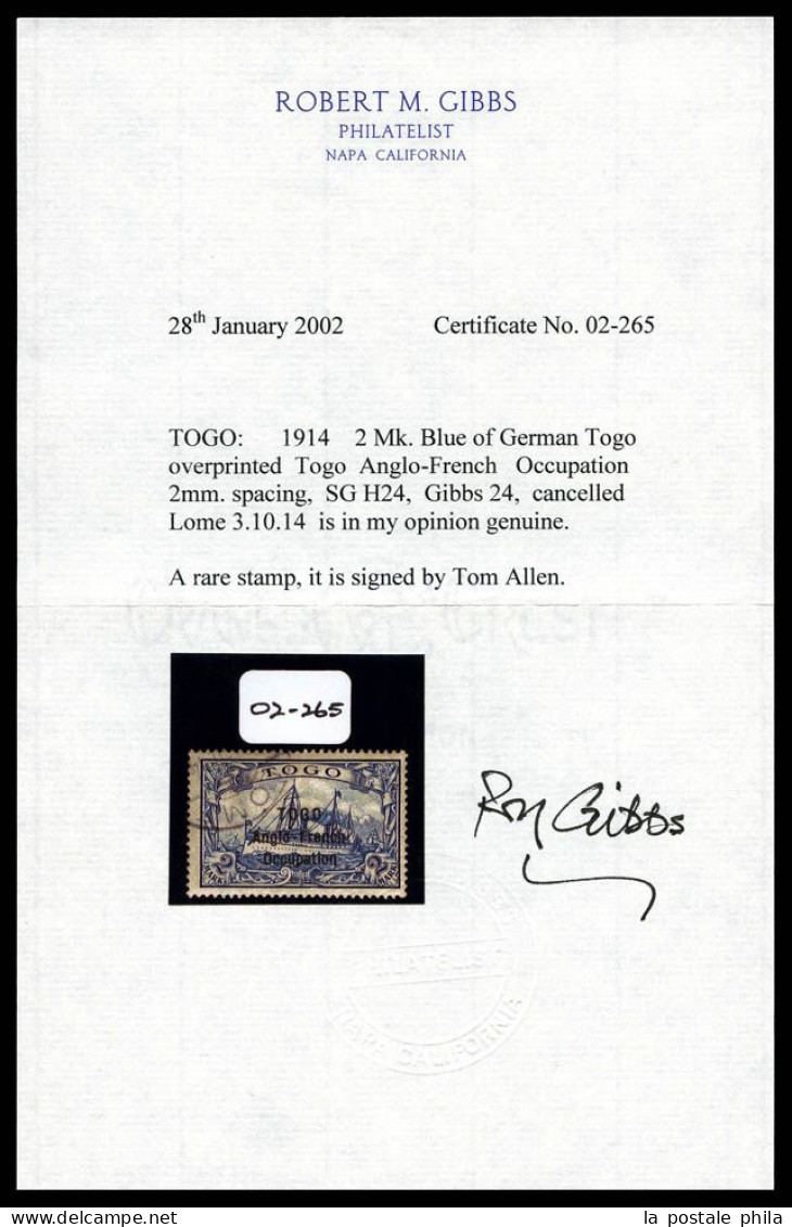 O N°42A, 2 M Bleu Avec Surcharge Au Type II, Tirage 12 Exemplaires. SUPERBE. R.R.R. (certificats)  Qualité: Oblitéré  Co - Used Stamps