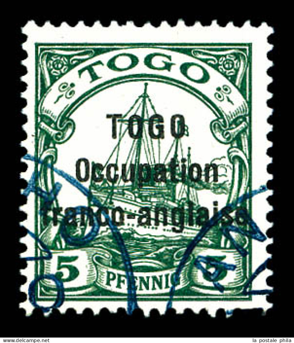 O N°44, 5 Pf Vert Surchargé. TTB (certificat)  Qualité: Oblitéré  Cote: 650 Euros - Used Stamps