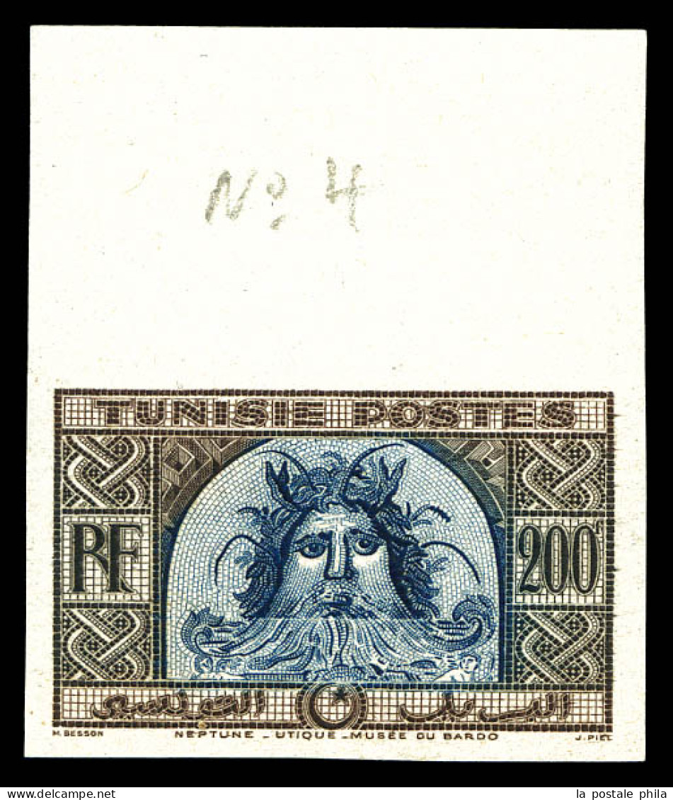 ** N°319B, Non émis 200f Brun-violet Et Bleu Non Dentelé, Bdf, TTB (certificat)  Qualité: **  Cote: 450 Euros - Unused Stamps