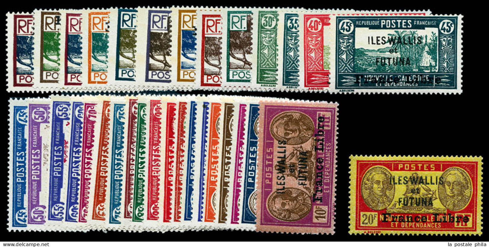 ** N°92/124, Série Complète Surchargée 'FRANCE LIBRE'. TTB (certificat)  Qualité: **  Cote: 1440 Euros - Unused Stamps