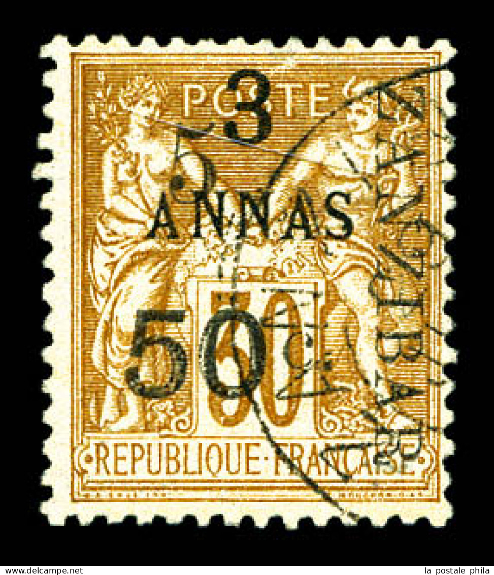 O N°35, 5 Et 50c Sur 3a Type I. TTB. R. (signé Calves/certificat)  Qualité: Oblitéré  Cote: 950 Euros - Used Stamps