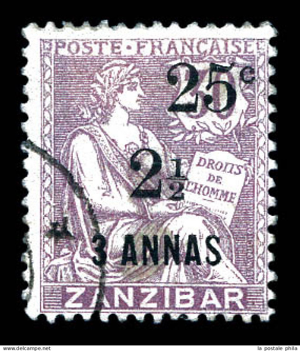 O N°65, 25c Et 2 1/2 Sur 3 Annas Sur 30c. SUPERBE. R.R. (signé Calves/certificat)  Qualité: Oblitéré  Cote: 2900 Euros - Used Stamps