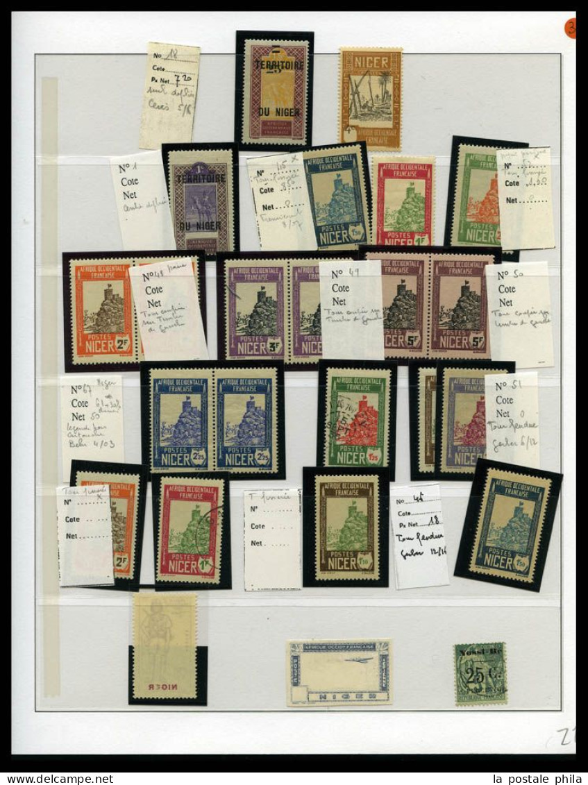 ** COLLECTIONS DE COLONIES FRANCAISES . ** Variétés. 1890-1940 (Poste, PA, Taxe), bonnes et moyennes valeurs entre Bénin