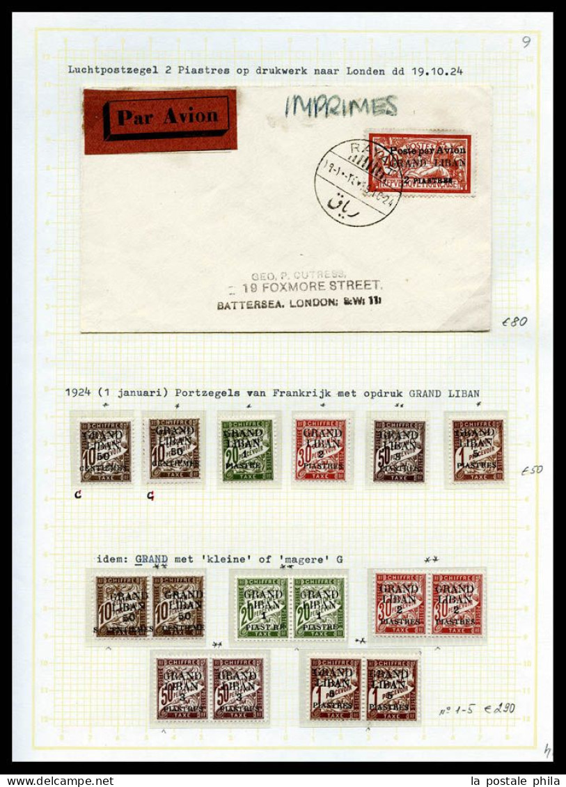 * GRAND LIBAN: 1924-1929 (Poste, PA, Taxe), Collection de timbres neufs **/*. valeurs moyennes et séries complètes, de n