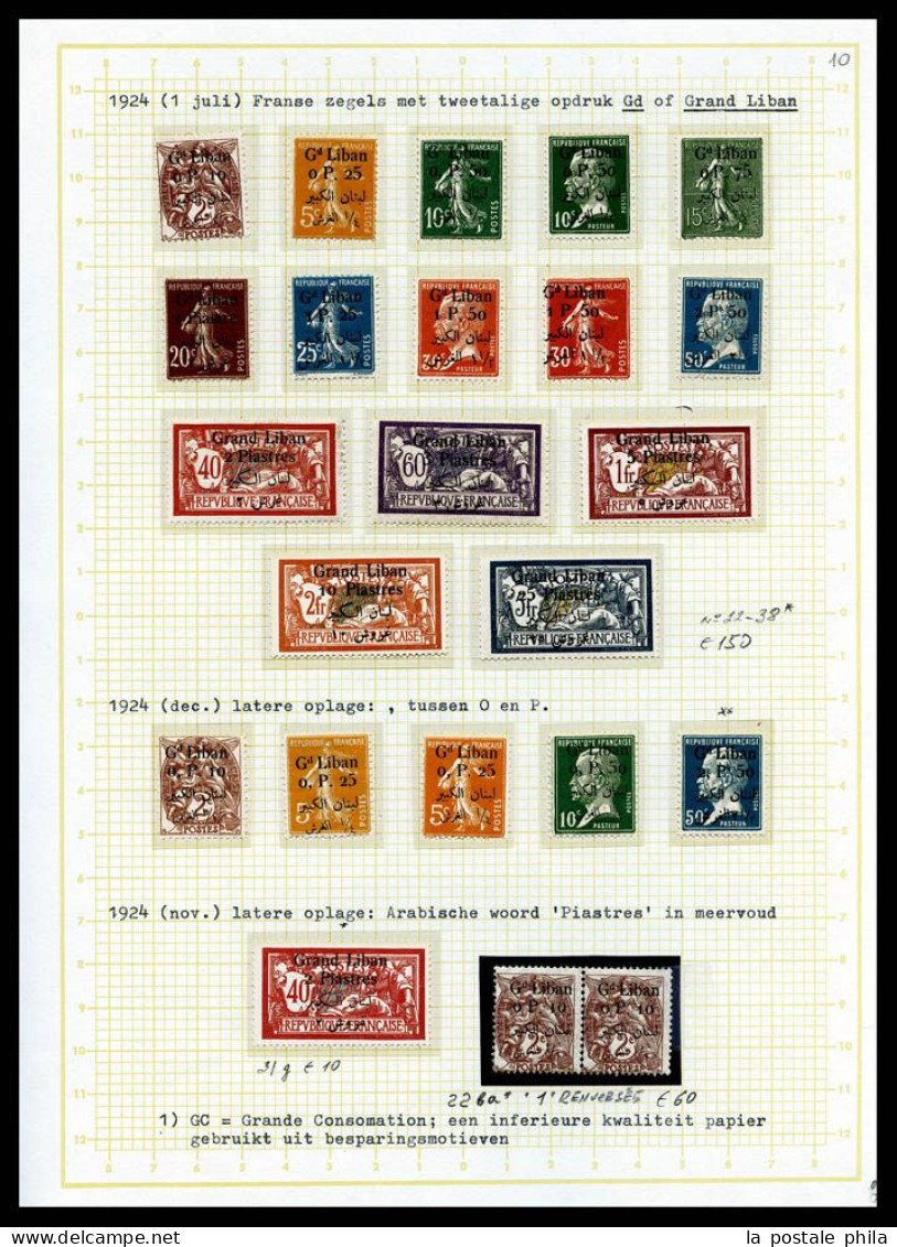 * GRAND LIBAN: 1924-1929 (Poste, PA, Taxe), Collection de timbres neufs **/*. valeurs moyennes et séries complètes, de n