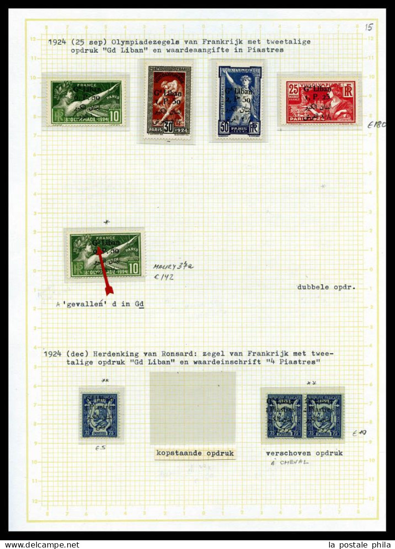 * GRAND LIBAN: 1924-1929 (Poste, PA, Taxe), Collection de timbres neufs **/*. valeurs moyennes et séries complètes, de n