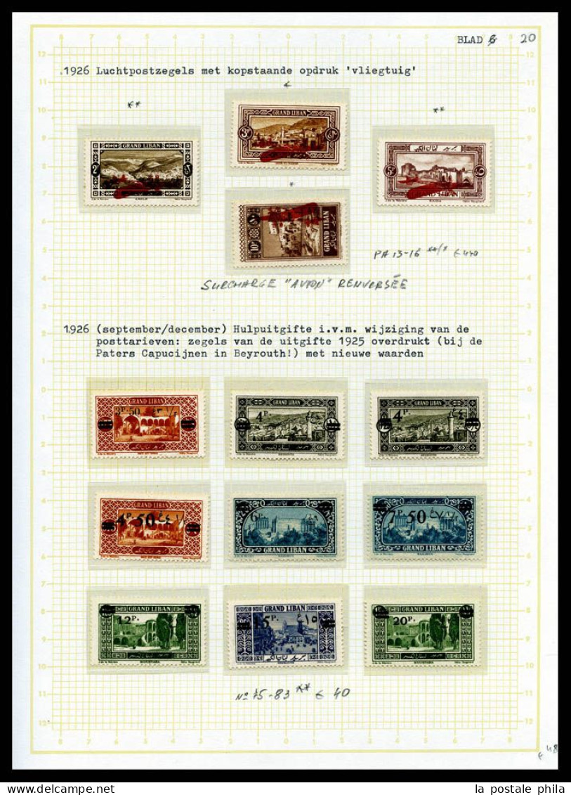 * GRAND LIBAN: 1924-1929 (Poste, PA, Taxe), Collection de timbres neufs **/*. valeurs moyennes et séries complètes, de n