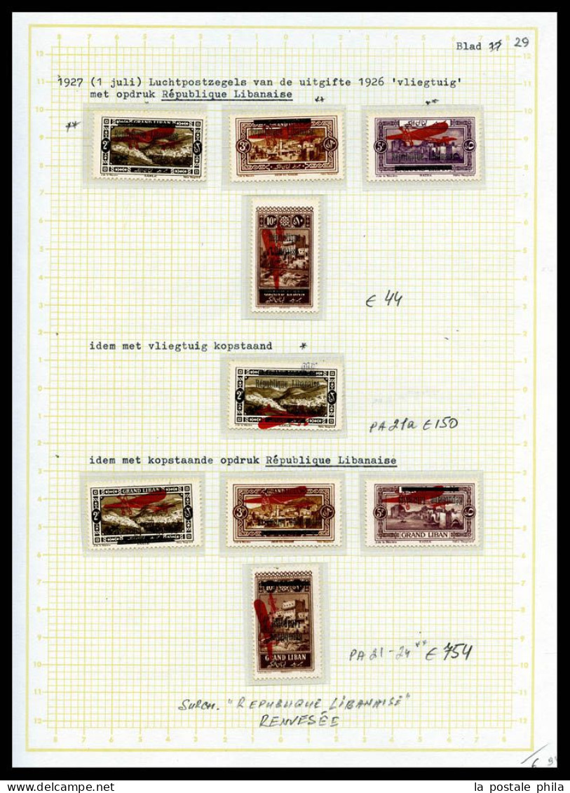 * GRAND LIBAN: 1924-1929 (Poste, PA, Taxe), Collection de timbres neufs **/*. valeurs moyennes et séries complètes, de n