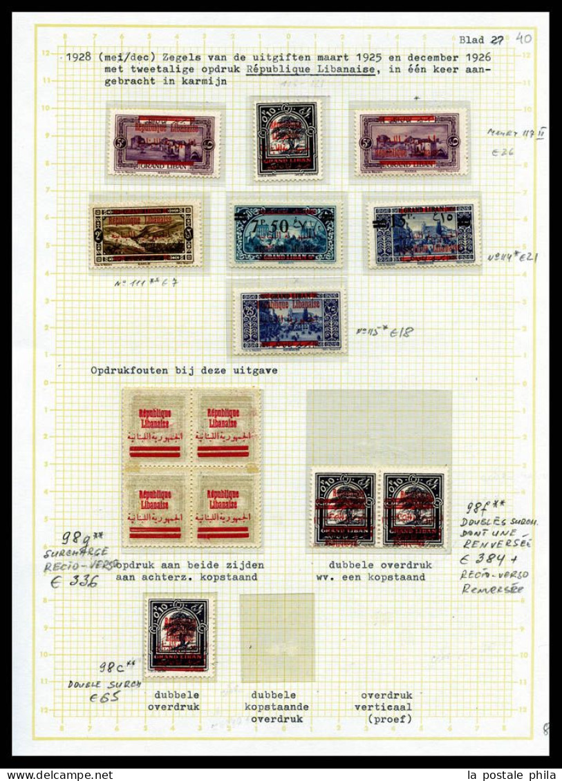 * GRAND LIBAN: 1924-1929 (Poste, PA, Taxe), Collection de timbres neufs **/*. valeurs moyennes et séries complètes, de n