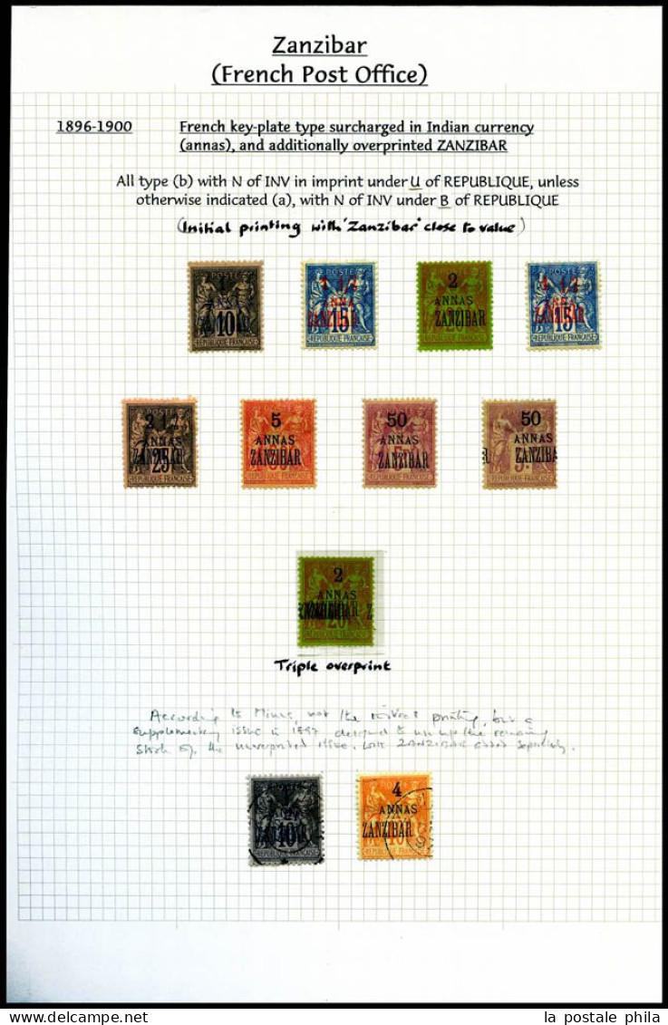 N&O ZANZIBAR, 1894-1904: Superbe Collection Montée Sur Pages Quadrillées Avec La Majorité Des Timbres Présents Sauf Les - Collections