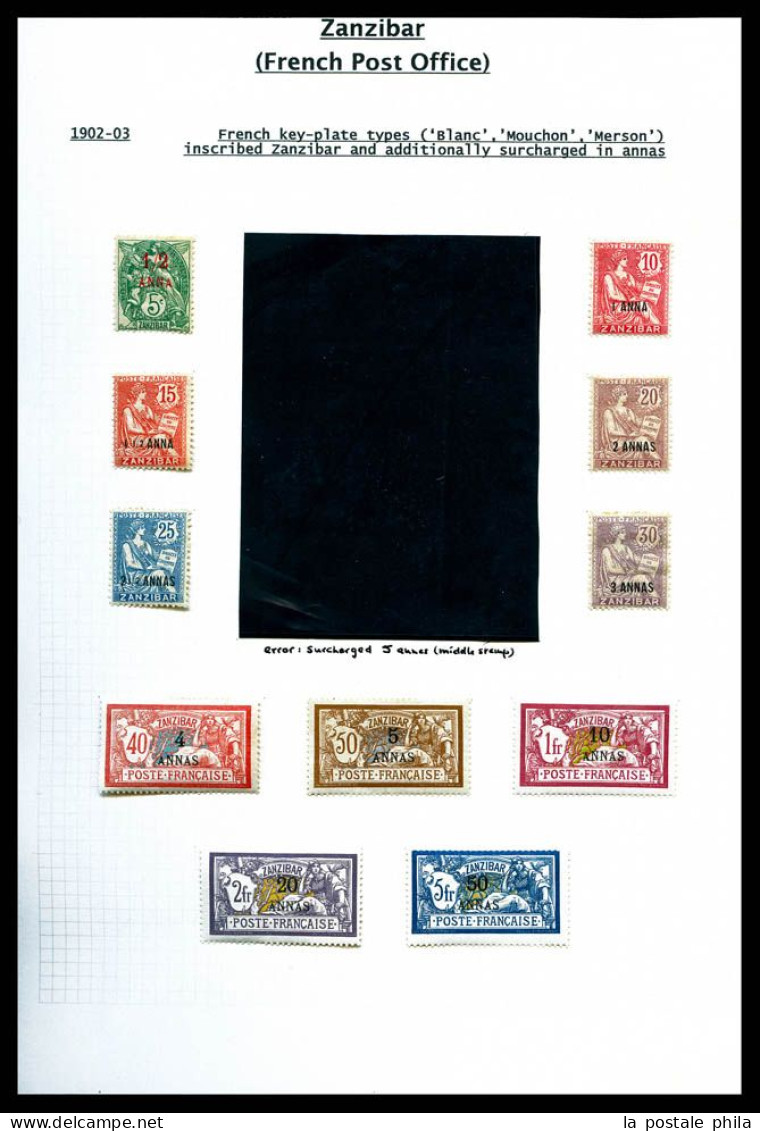 N&O ZANZIBAR, 1894-1904: Superbe collection montée sur pages quadrillées avec la majorité des timbres présents sauf les