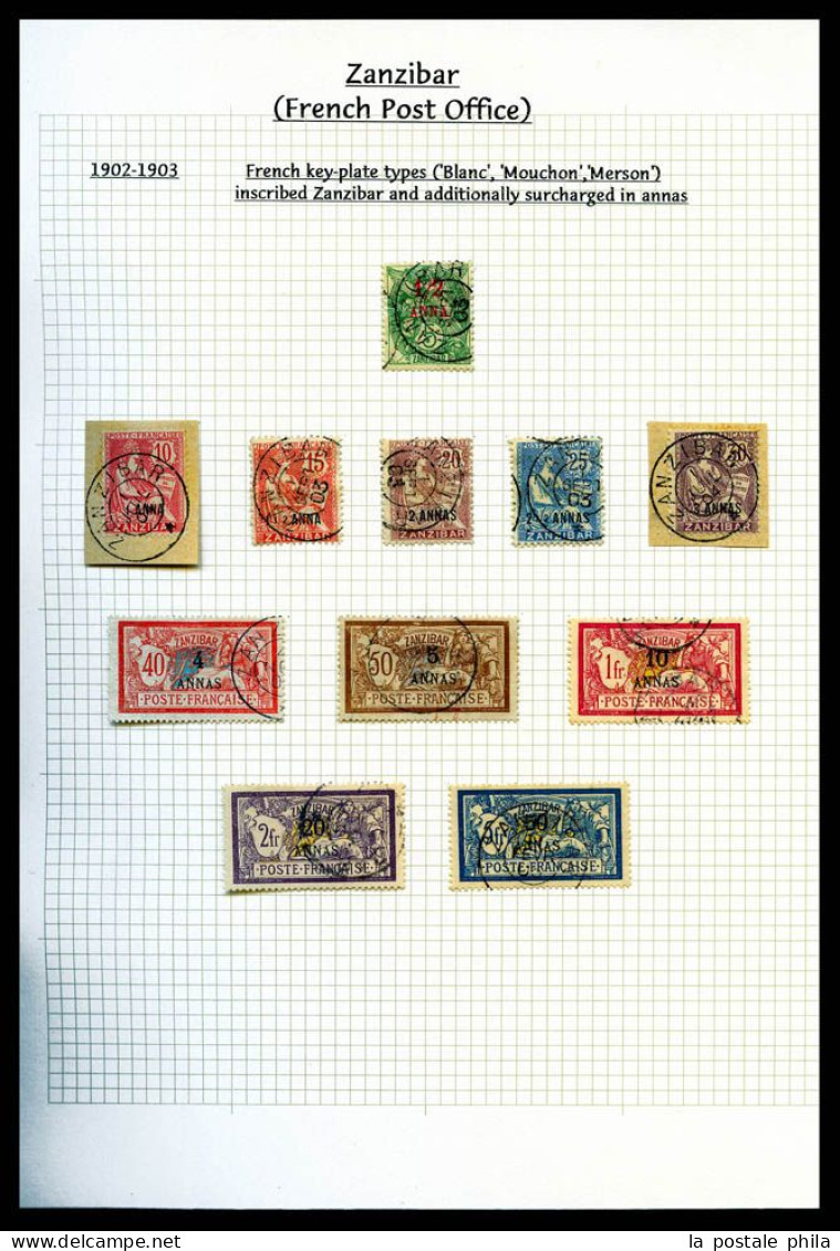 N&O ZANZIBAR, 1894-1904: Superbe collection montée sur pages quadrillées avec la majorité des timbres présents sauf les