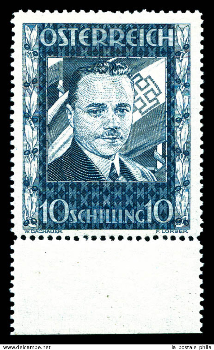 ** N°484, 10 Schilling Bleu-gris, Bord De Feuille. SUP (certificat)  Qualité: **  Cote: 1500 Euros - Unused Stamps