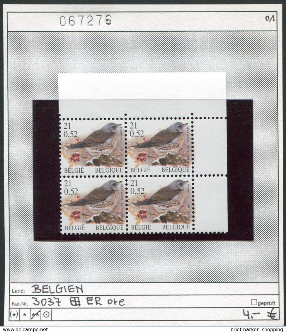 Buzin 2001 - Belgien - Belgique 2001 - Belgie - Belgium 2001 - COB 2987 / Michel 3037 Bloc De 4 -  ** Mnh Neuf Postfris - 1985-.. Vogels (Buzin)