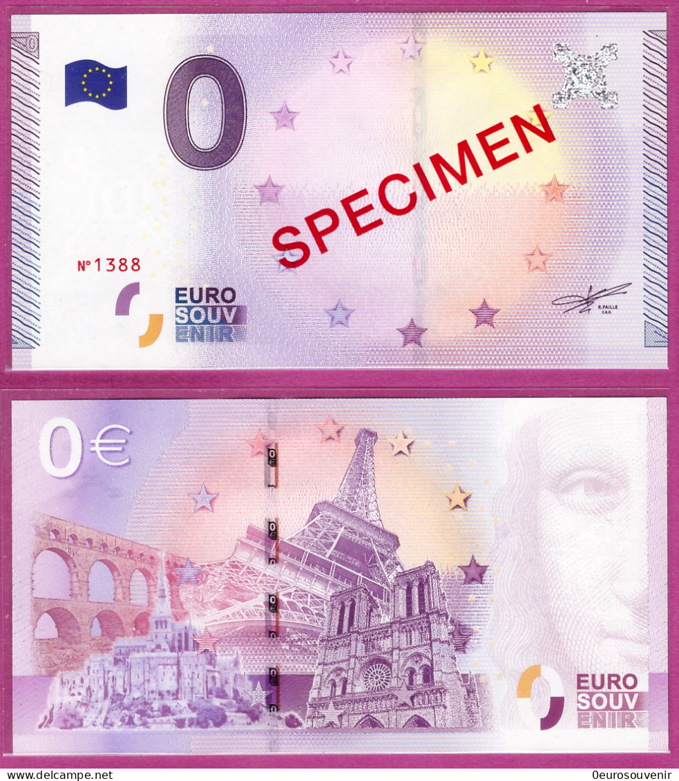 0-Euro UE-- 2015 SPECIMEN - FRANKREICH VORDRUCK - Privatentwürfe