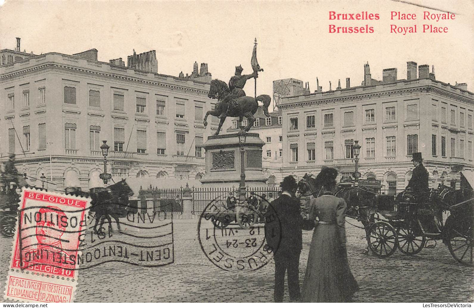 BELGIQUE - Bruxelles - Place Royale - Brussels - Royals Place - Animé - Statue - Vue Générale - Carte Postale Ancienne - Piazze