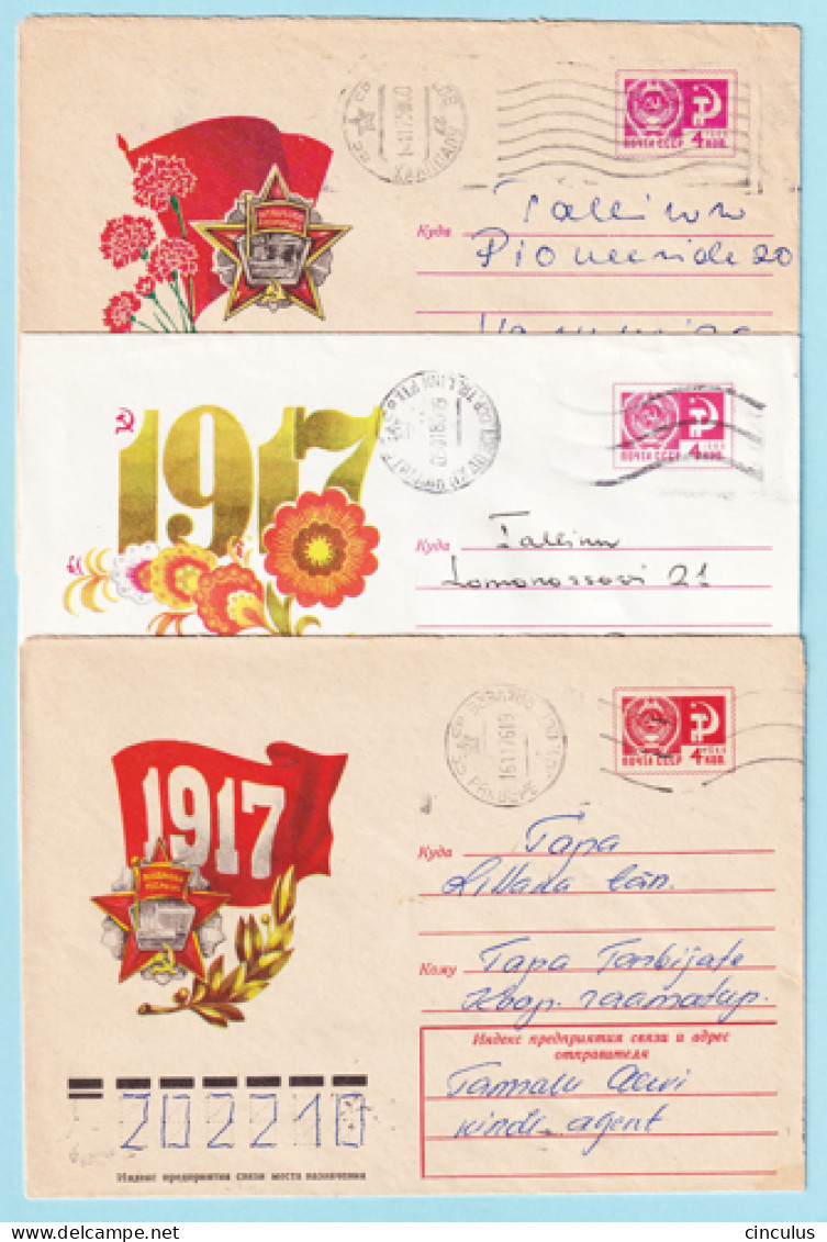 USSR 1975.0822-0829. Great October Anniversary. Prestamped Covers (3), Used - 1970-79