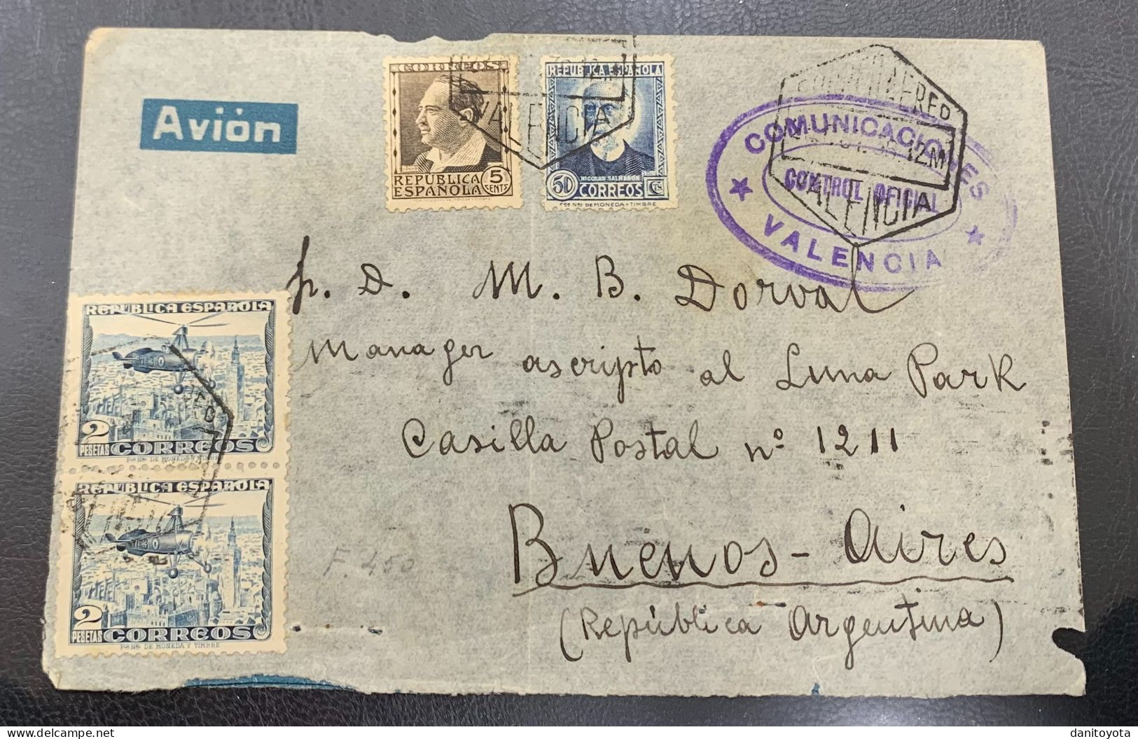 AÑO 1936. VALENCIA/ BUENOS AIRES - Brieven En Documenten