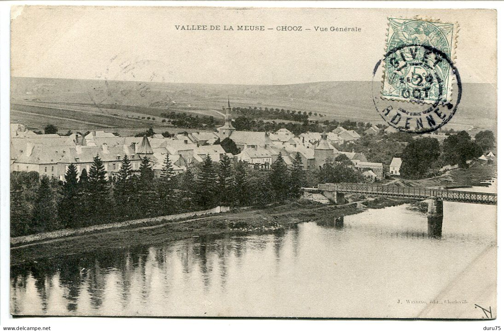 CPA Voyagé 1905 * CHOOZ Vallée De La Meuse Vue Générale ( Pont ) J. Winling Editeur - Autres & Non Classés