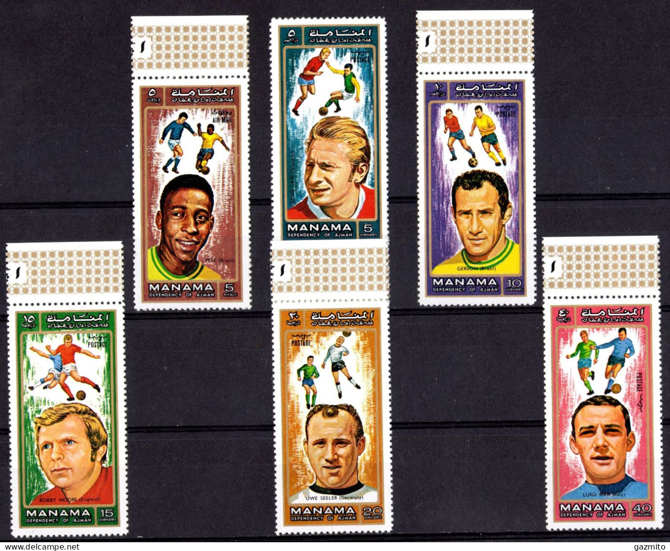 Manama 1972, Football Player, 6val - Unused Stamps
