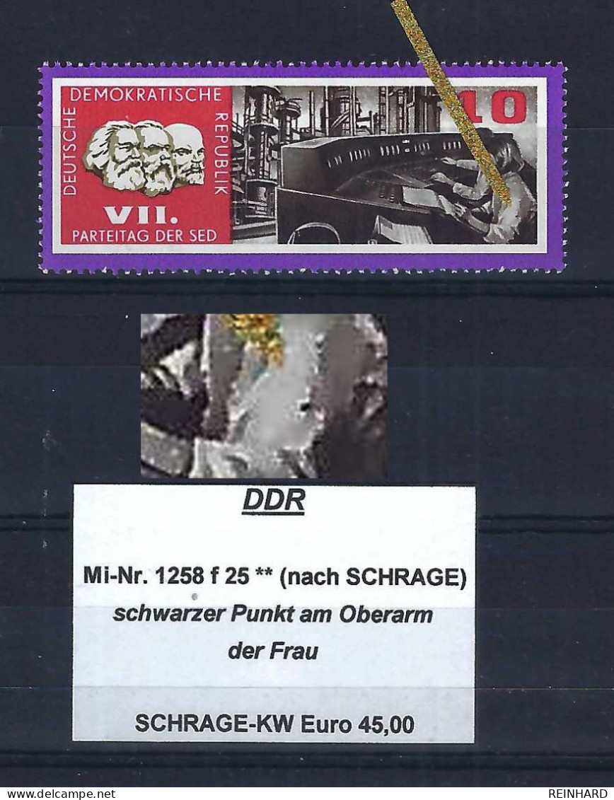 DDR Mi-Nr. 1258 F 25 Plattenfehler Postfrisch Nach SCHRAGE (2) - Siehe Beschreibung Und Bild - Abarten Und Kuriositäten