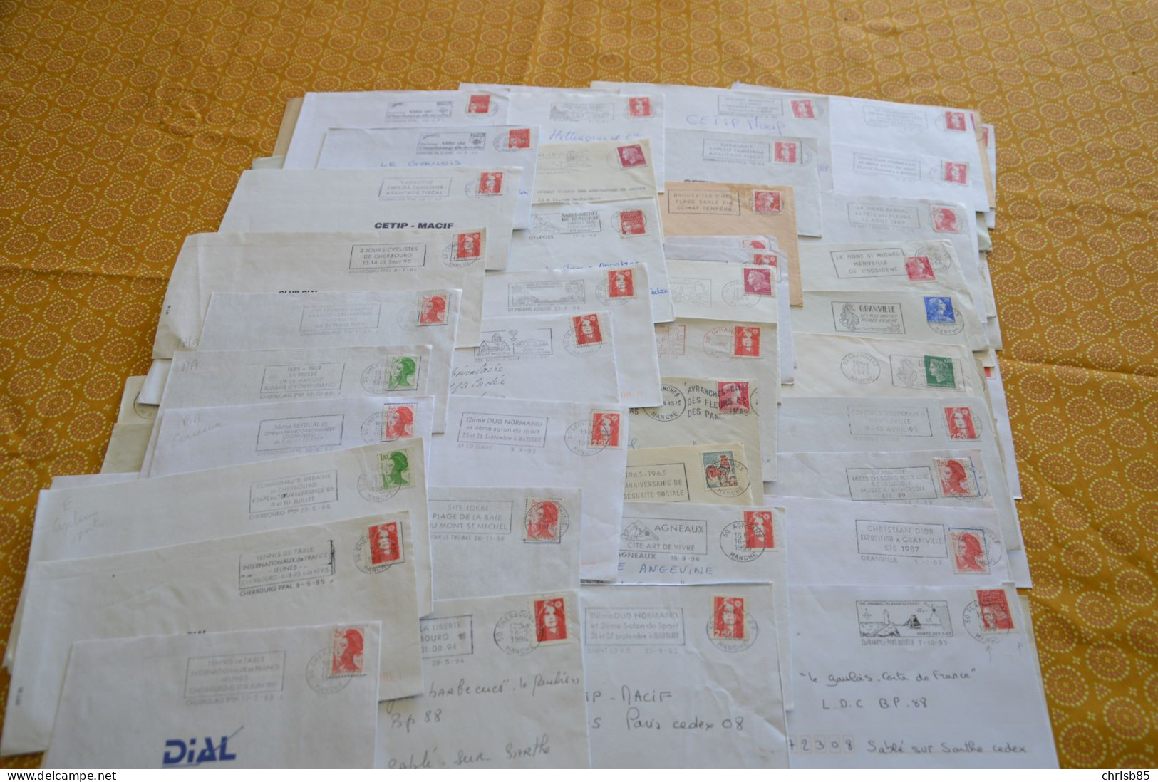 Lot Années 1950 1990 Oblitérations Département De LA MANCHE 50 Environ 900 Enveloppes Entières - Cachets Manuels